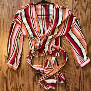 Multicolored forever 21 tie crop top.